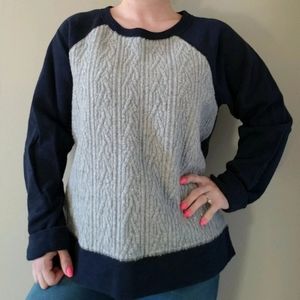 J.CREW Navy Blue & Grey Women's Sweater Large